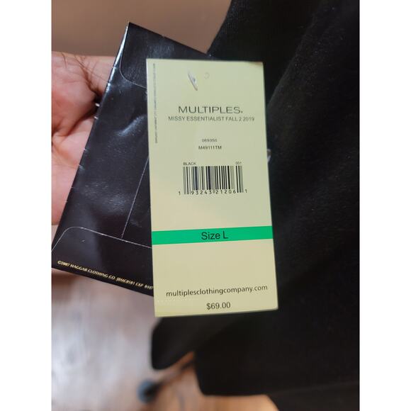 Multiples Sweater Women's Large Black Cowl Neck Long Sleeve Ruffle Hem Stretch - Picture 9 of 13